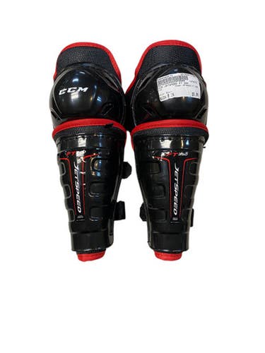 Used CCM JETSPEED FT 350 Youth Shin Guards Black 8" 11706-S000366414