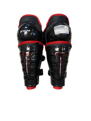 Used CCM JETSPEED FT 350 Youth Shin Guards Black 8" 11706-S000366414