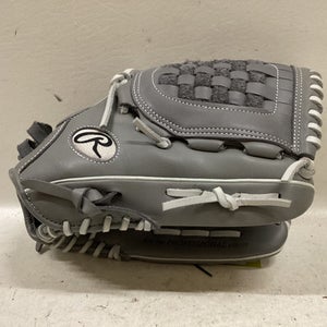 Used Rawlings GGEFP120BG RH Throw Fastpitch Gloves Grey 12" 11725-S000493825