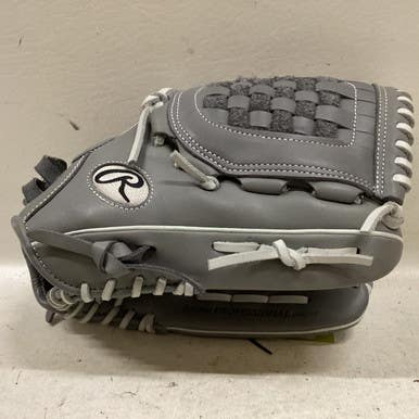 Used Rawlings GGEFP120BG RH Throw Fastpitch Gloves Grey 12" 11725-S000493825