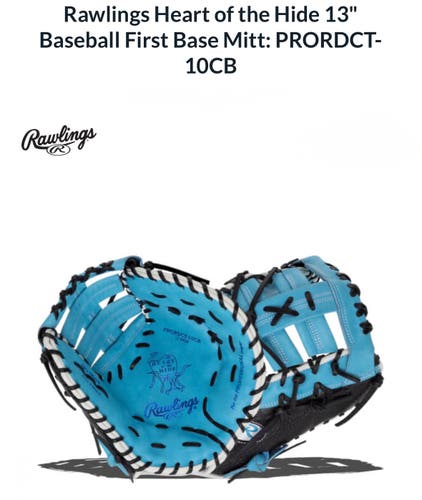 New Rawlings Right Hand Throw First Base Heart of the Hide Baseball Mitt 13"