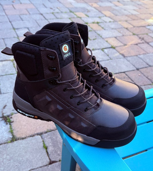 Mens Carhartt "Force" Waterproof EH Safety Work Boots Brown Composite Toe Sz 12