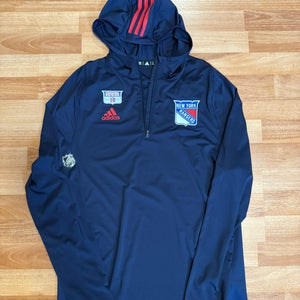 Artemi Panarin 10 New York Rangers Adidas Authentic Pro 1/4 Zip Hoodie Player Used M