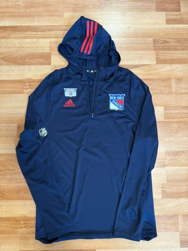 Artemi Panarin 10 New York Rangers Adidas Authentic Pro 1/4 Zip Hoodie Player Used M