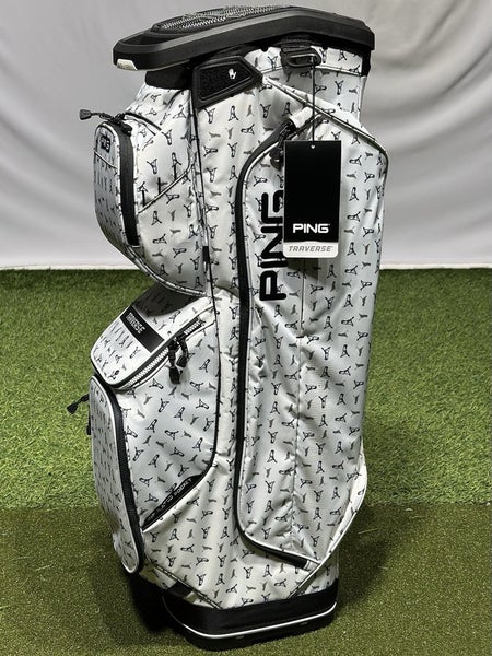 PING Traverse 2025 Golf Cart Bag 14-Way Divider Dancing Mr. PING White/Black NEW