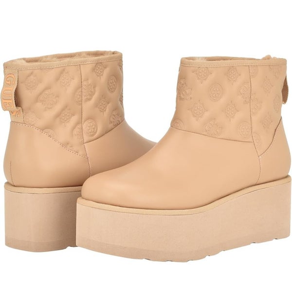 Guess Jilla Boots Women's US 9.5 Beige Round Toe Platform Ankle Bootie TZP448