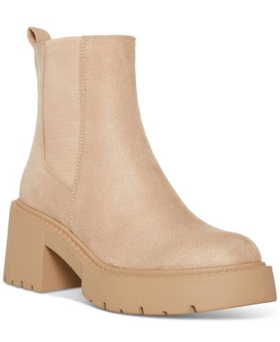 Madden Girl Trust TRUS01J1 Boots Women's Beige Suede Block Heel Chelsea TZP453