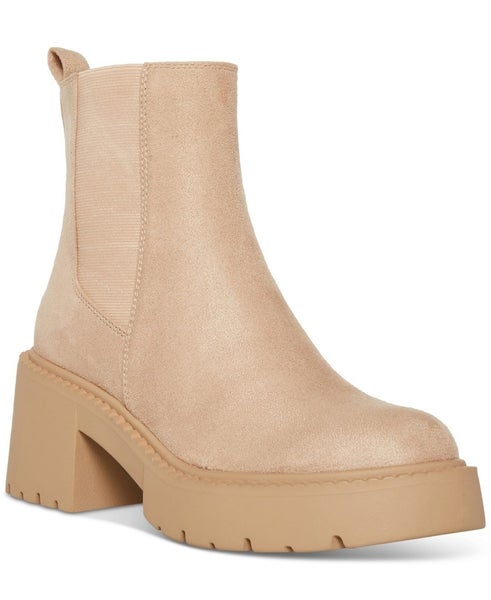 Madden Girl Trust TRUS01J1 Boots Women's Beige Suede Block Heel Chelsea TZP453