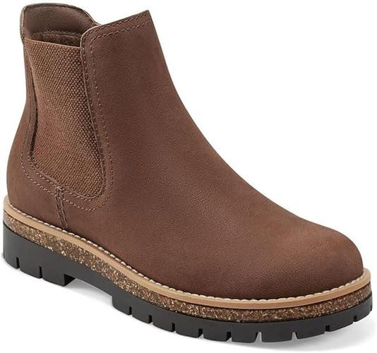 Earth Aydin Boots Women's US 7.5 Brown Leather Round Toe Ankle Bootie TZP458