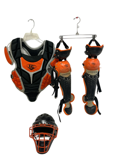 Used Louisville Slugger Series 5 9-12 Black and Orange Catchers Set 11692-S000143621