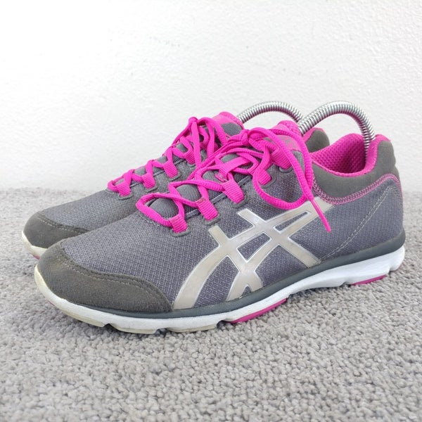 Asics Womens Size 7 Running Shoes Low Top Gray Pink Trainers Athletic TDW744