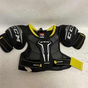Used CCM TACKS 9550 Junior Shoulder Pads Black And Yellow MD 11855-S000193896