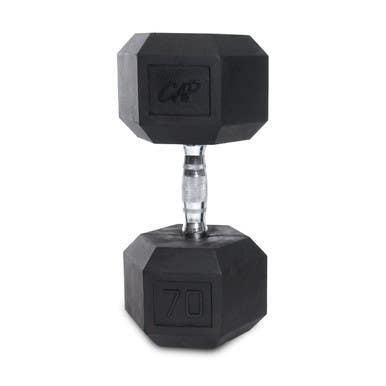 New CAP RUBBER COATED HEX DUMBBELL 70LB SDR070 11883-CAPSDR070