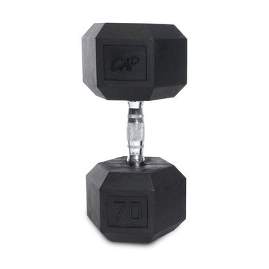 New CAP RUBBER COATED HEX DUMBBELL 70LB SDR070 11883-CAPSDR070