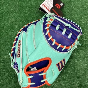 Wilson A2000 CM33 33" Baseball Catchers Mitt - Seafoam Mint Purple Orange