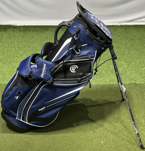 Cleveland Golf Lightweight 14-Way Stand Bag Navy Blue w/ Rain Hood NEW