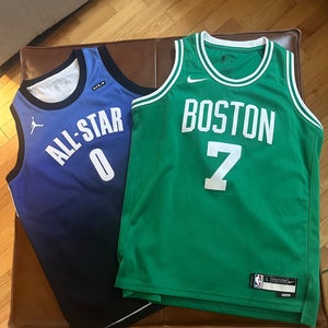 Youth Large Celtics NBA Authentics Jerseys - Tatum 0 Brown 7