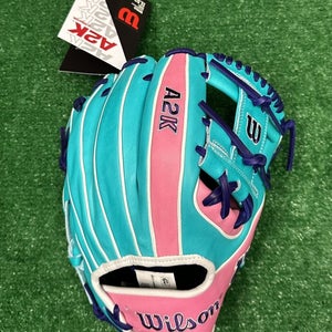 Wilson A2K 11.5" 1786 Infield Baseball Glove - Teal Pink Purple