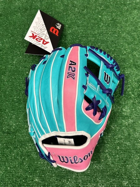 Wilson A2K 11.5" 1786 Infield Baseball Glove - Teal Pink Purple