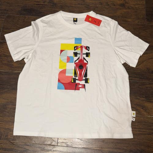 Scuderia Ferrari Mosaic Car Race Graphic 2 F1 Team Formula One White Tee Sz XXL