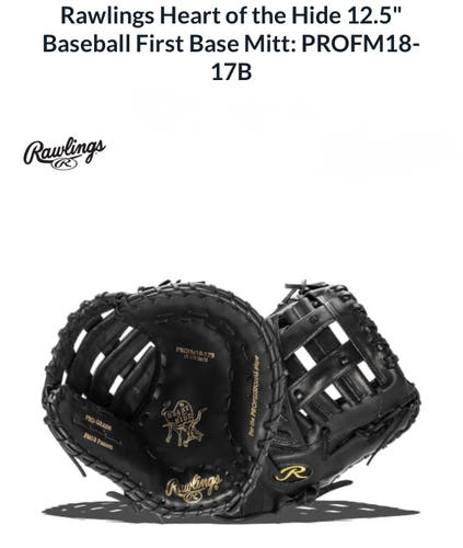 New Rawlings Heart Of The Hide Right Hand Throw 12.5” First Base Glove