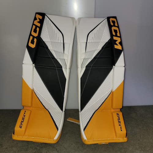 28+1" CCM Eflex 6.5 Goalie Leg Pads (New) White/Black/Yellow