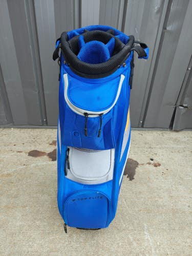 Top Flite Gamer Golf Bag 14-Way Blue/Grey/Black w Raincover Cooler Pocket