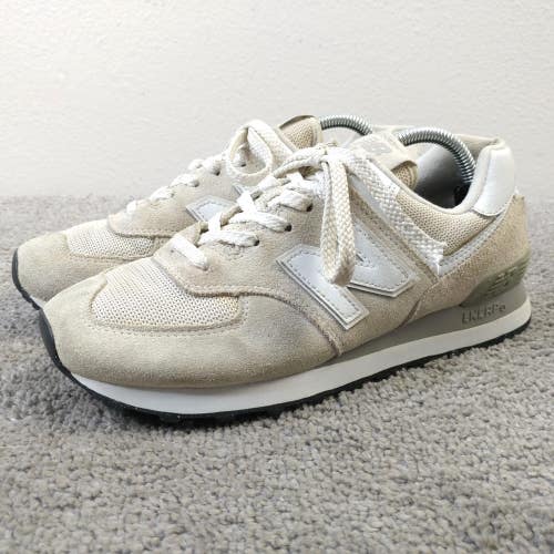 New Balance 574 Womens Size 7 Running Shoes Cream Light Gray Suede Sneakers