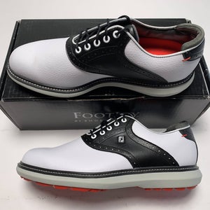 FootJoy Traditions Golf Shoes White Black Saddle Men's SZ 9.5 (57924)