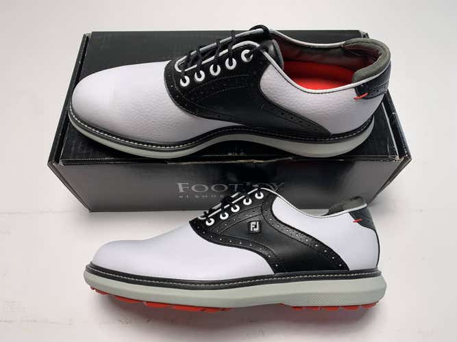 FootJoy Traditions Golf Shoes White Black Saddle Men's SZ 9.5 (57924)