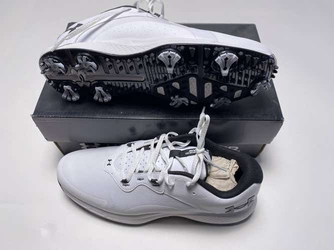 Under Armour UA Charged Draw 2 Golf Shoes White Black Mens SZ 10.5 (3026398-100)