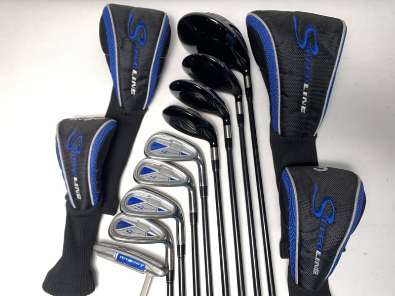 Adams Speedline Blue Club Set Driver 3W 7W 6H 7-PW Putter Seniors RH HC- Dent