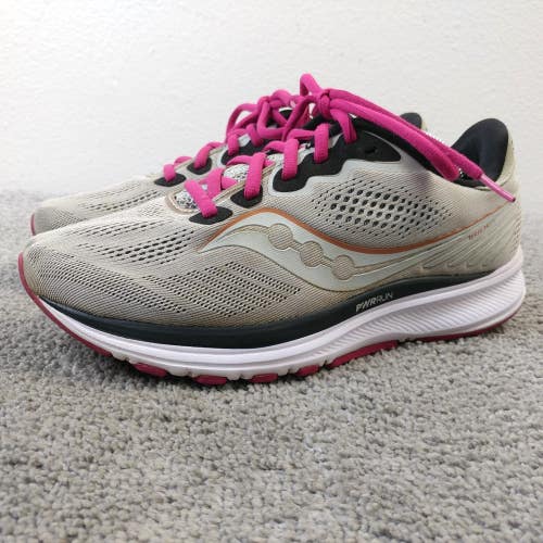 Saucony Ride 14 Womens Size 8 WIDE Running Shoes Gray Pink Sneakers Low Top