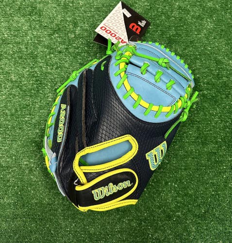 Wilson A2000 PF33 33" Baseball Catchers Mitt Pedroia Fit - Navy Sky Blue