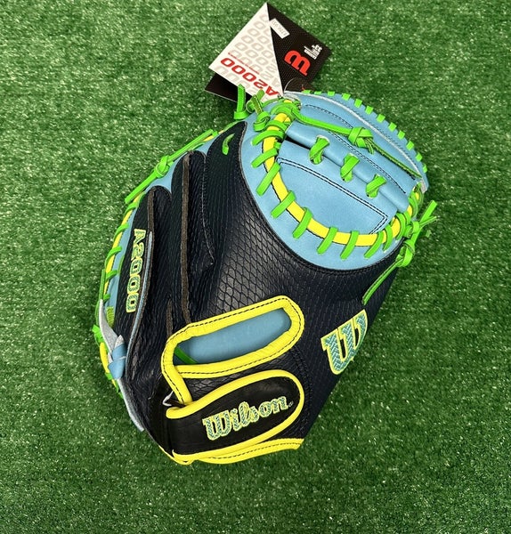 Wilson A2000 PF33 33" Baseball Catchers Mitt Pedroia Fit - Navy Sky Blue