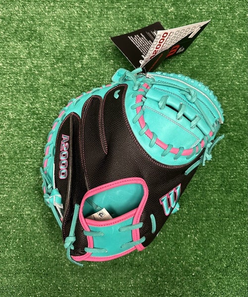 Wilson A2000 DPCM SuperSkin 33" Baseball Catchers Mitt - Black Pink Teal