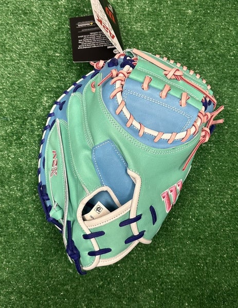 Wilson A2K 1734 34" Baseball Catchers Mitt - Seafoam Blue Pink