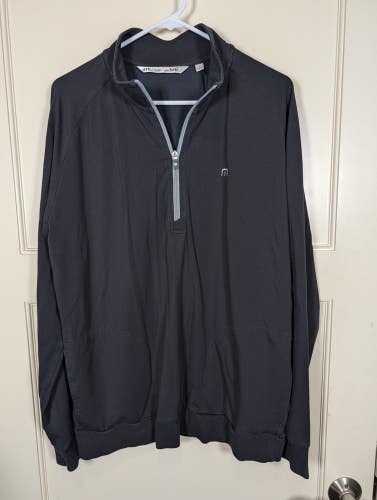 Travis Mathew Crestview 1/4 Zip Pullover Mens L Black Golf Performance Stretch