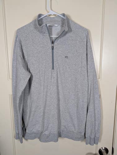 Travis Mathew Crestview 1/4 Zip Pullover Mens L Gray Golf Performance Stretch