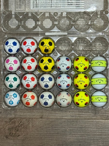 21 Callaway Chrome Soft Golf Balls - Truvis, TruTrack, 360 Yellow Stripe Designs