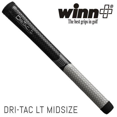 Winn Dri-Tac LT Less Taper Black Gray Midsize Golf Grip 6LTDT-BKG