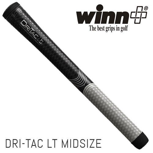Winn Dri-Tac LT Less Taper Black Gray Midsize Golf Grip 6LTDT-BKG