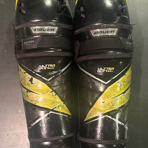 Senior Bauer Supreme ultrasonic 16" Shin Pads with added Shot Blocker(Used)