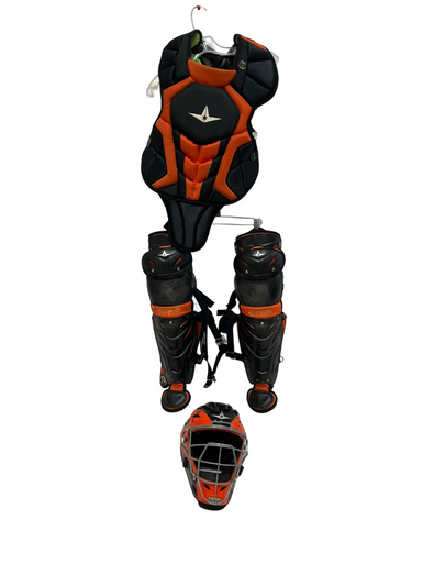 Used All Star S7 AXIS Catchers Helmet w/Mask Black And Orange One Size 11692-S000143494