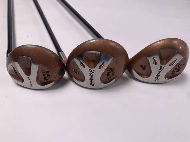 TaylorMade Burner 1994 Wood Set 5 7 Attack | 18* 21* Bubble S-90 Plus Mens RH