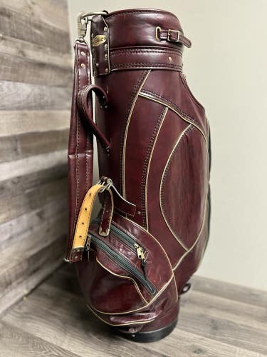 Vintage Titleist Golf Cart Bag Red Burgundy 4-Zippered Pockets Single Strap