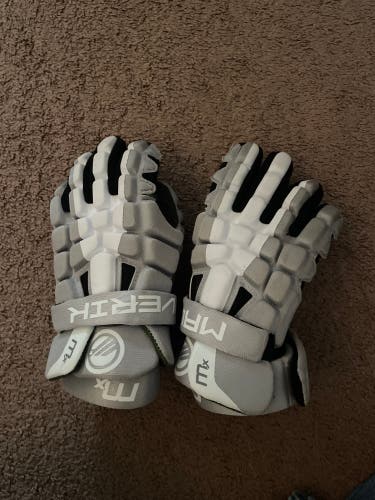 Maverik Mx Lacrosse Gloves White and Grey