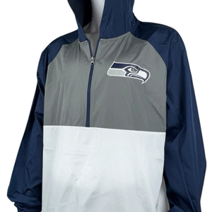 NFL Team Apparel Seattle Seahawks 1/4 Zip Windbreaker Jacket Hood Mens XXL New