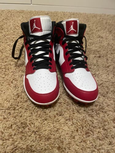 Red Men's Size M 11.0 (W 12.0) Youth Nike Air Jordan High Top Molded Cleats (New)