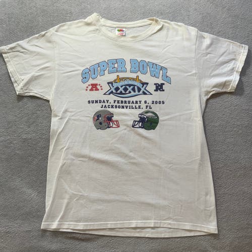 Vintage 2005 Super Bowl XXXIX T-Shirt Patriots vs Eagles – Size Large